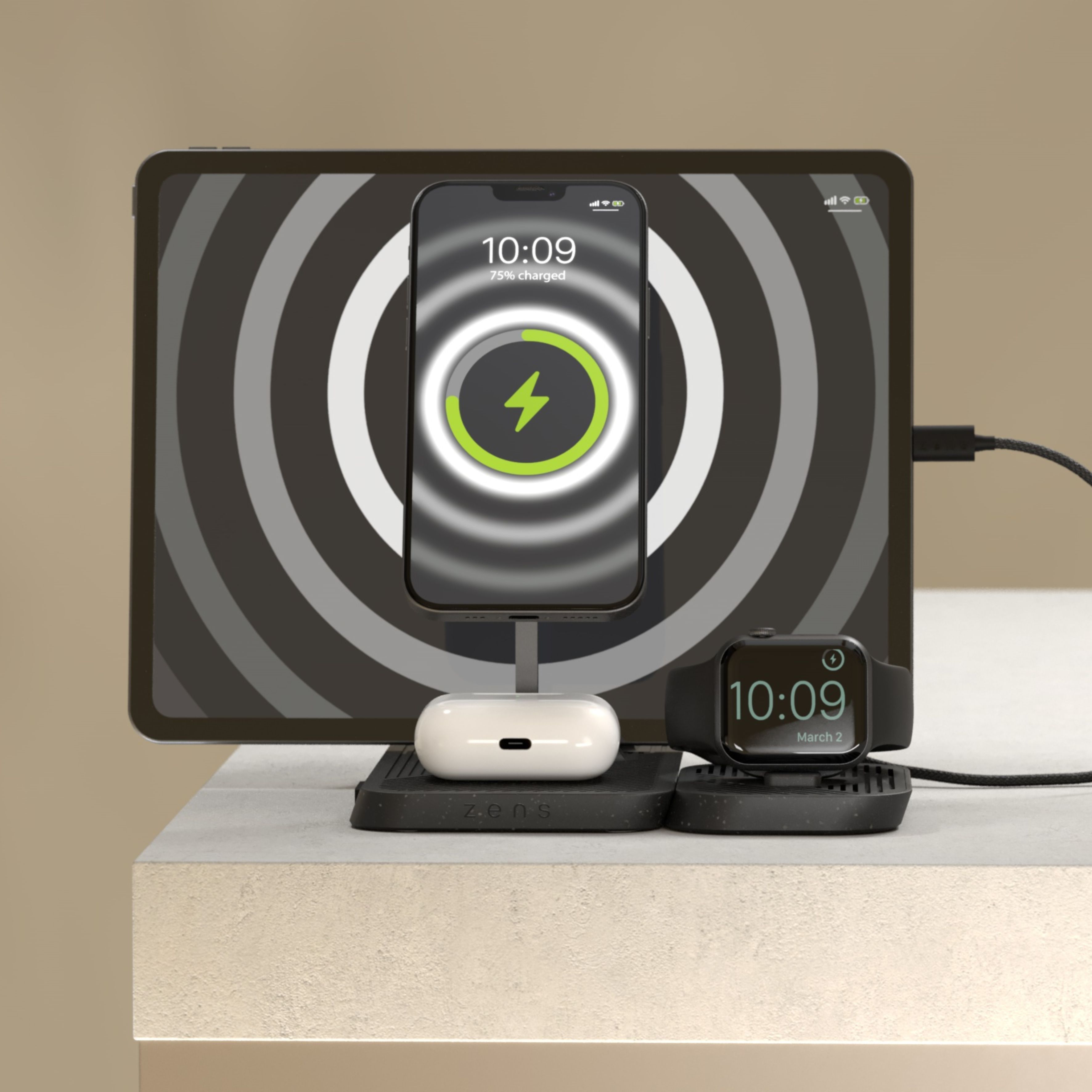 Бездротовий зарядний пристрій Zens 4-in-1 Modular Wireless Charger with iPad Charging Stand Black - 2